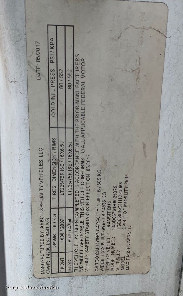 image for item KX9936 2017 Chevrolet  Express G4500 shuttle bus