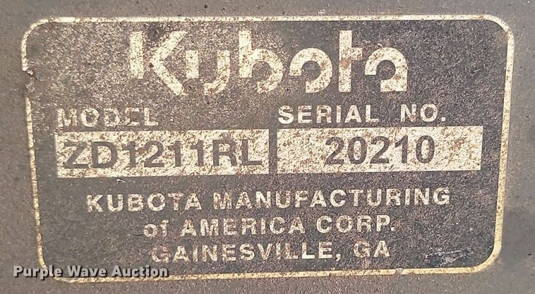 image for item LA9765 Kubota ZD1211RL ZTR lawn mower