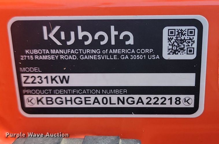image for item LA9766 Kubota  Z231KW ZTR lawn mower
