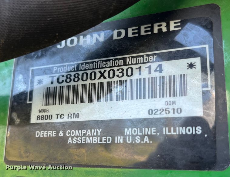 image for item LD9345 2010 John Deere  8800 TC RM lawn mower