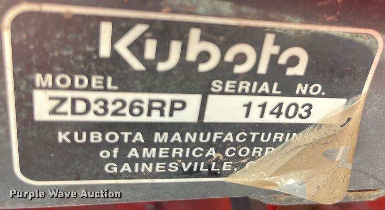 image for item LE9035 Kubota ZD326RP ZTR lawn mower