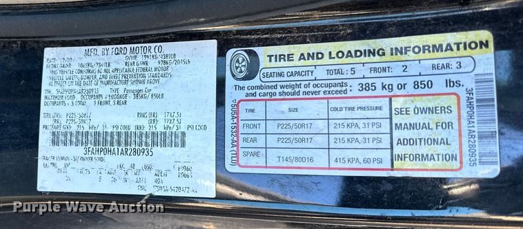 image for item LO9505 2010 Ford  Fusion 