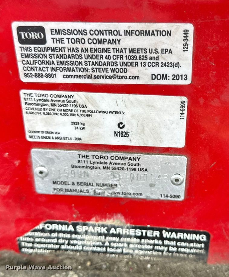 image for item LO9506 2013 Toro Groundsmaster 5900 lawn mower