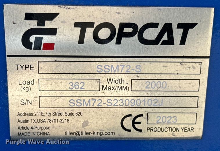 image for item ND9005 2023 Topcat SSM72-S skid steer finish mower