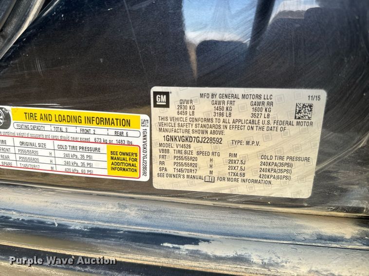 image for item NF9356 2016 Chevrolet  Traverse LT SUV