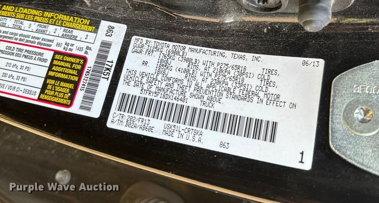 image for item NF9508 2013 Toyota Tundra  Double Cab pickup truck