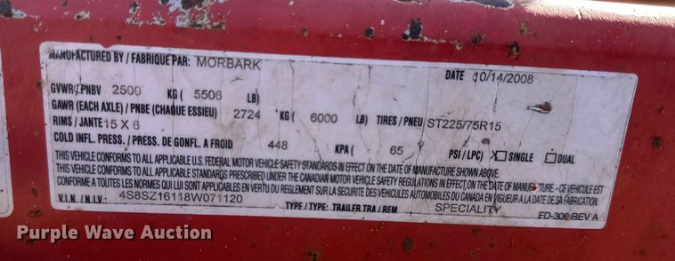 image for item NJ9412 2008 Morbark Twister wood chipper