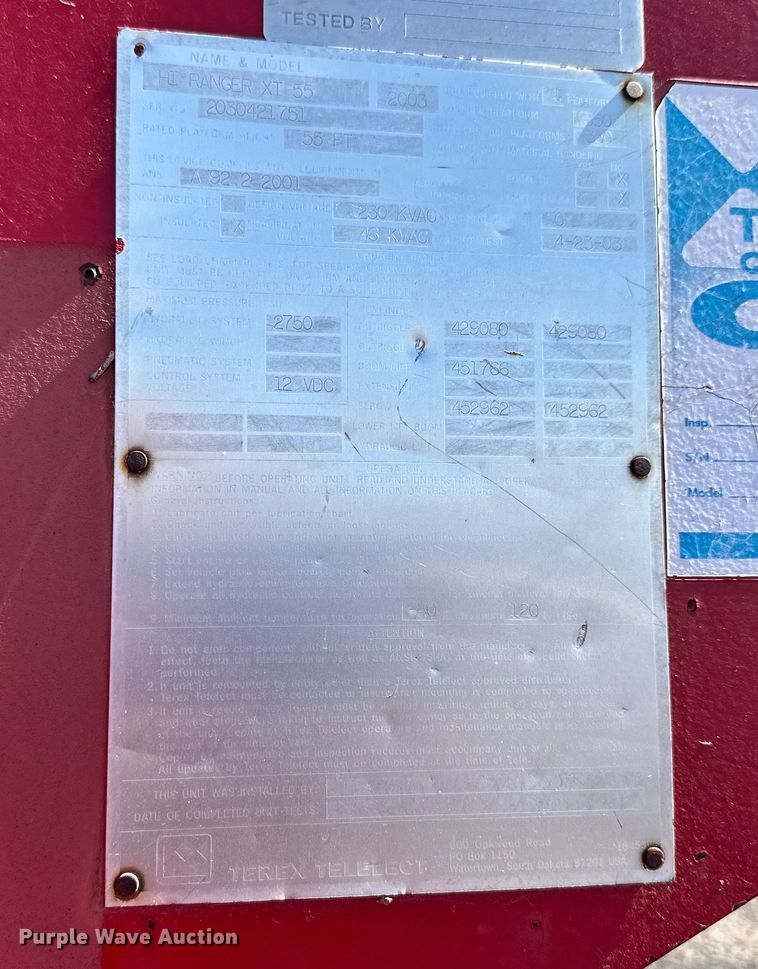 image for item NJ9413 2003 Chevrolet C7500 forestry bucket truck