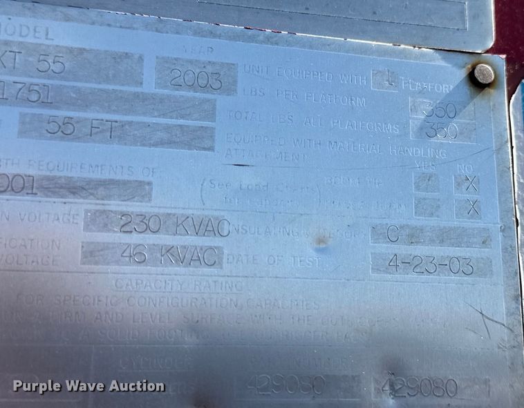 image for item NJ9413 2003 Chevrolet C7500 forestry bucket truck