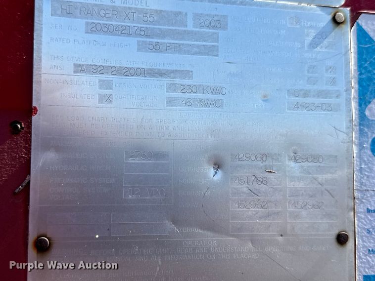 image for item NJ9413 2003 Chevrolet C7500 forestry bucket truck