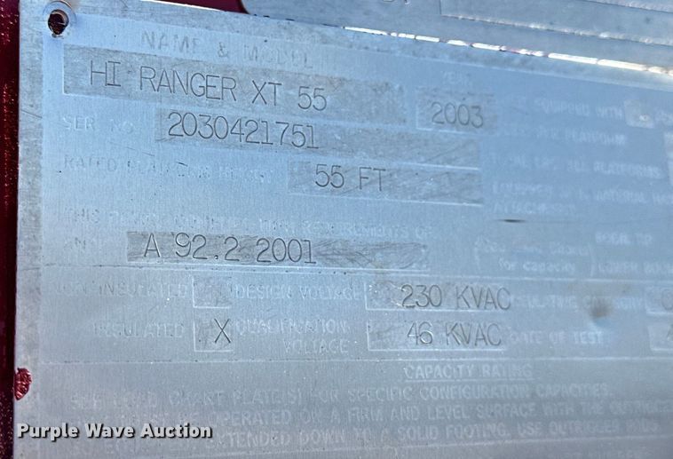 image for item NJ9413 2003 Chevrolet C7500 forestry bucket truck