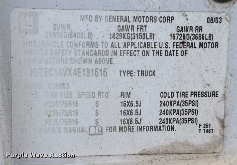 image for item NJ9418 2004 GMC Sierra 1500 pickup truck