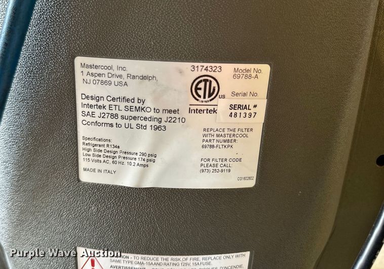 image for item NS9517 Mastercool 69788-A refrigerant recycling machine