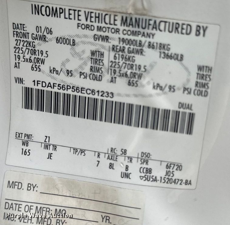 image for item NS9539 2006 Ford F550 Super Duty XL utility / service truck