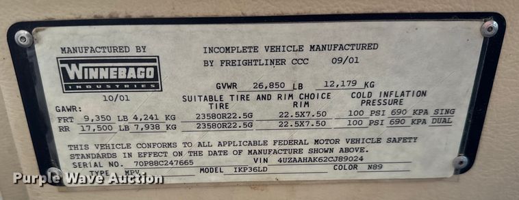 image for item NU9546 2002 Itasca Horizon RV