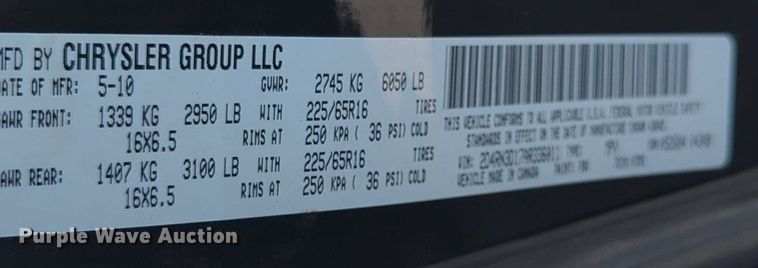 image for item NZ9376 2010 Dodge Grand Caravan van