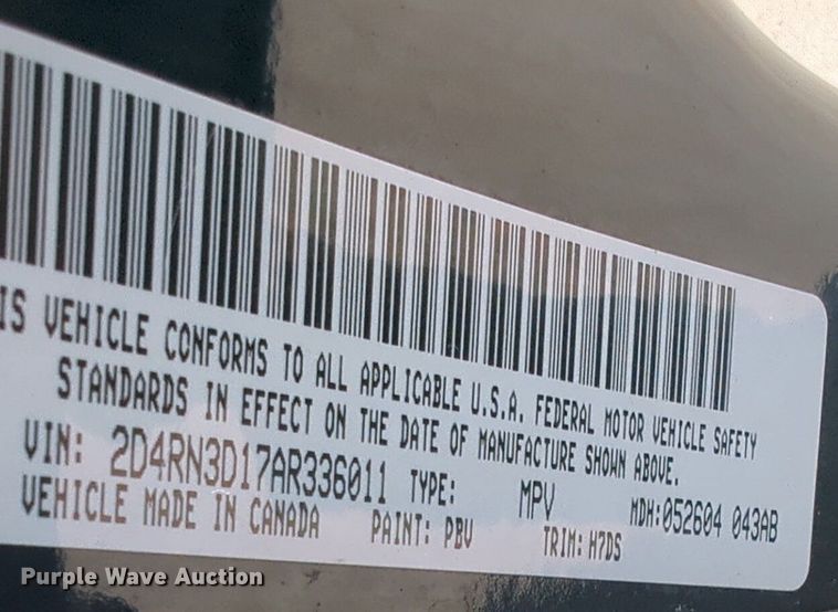 image for item NZ9376 2010 Dodge Grand Caravan van