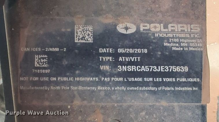 image for item NZ9409 2018 Polaris Ranger  utility vehicle