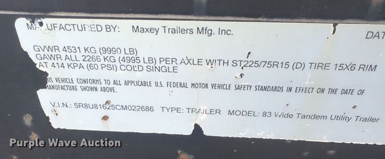 image for item NZ9410 Maxey equipment trailer