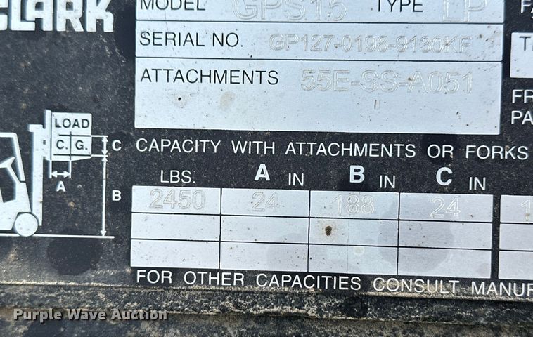 image for item OA9693 Clark GPS15 forklift