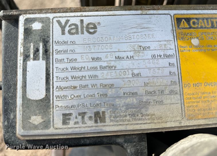 image for item OA9695 Yale forklift
