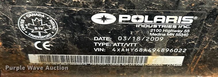 image for item OF9333 2009 Polaris  Ranger 700 HD utility vehicle