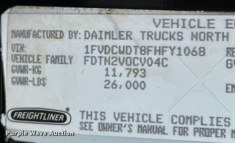 image for item OJ9670 2015 Freightliner  Business Class M2 shuttle bus