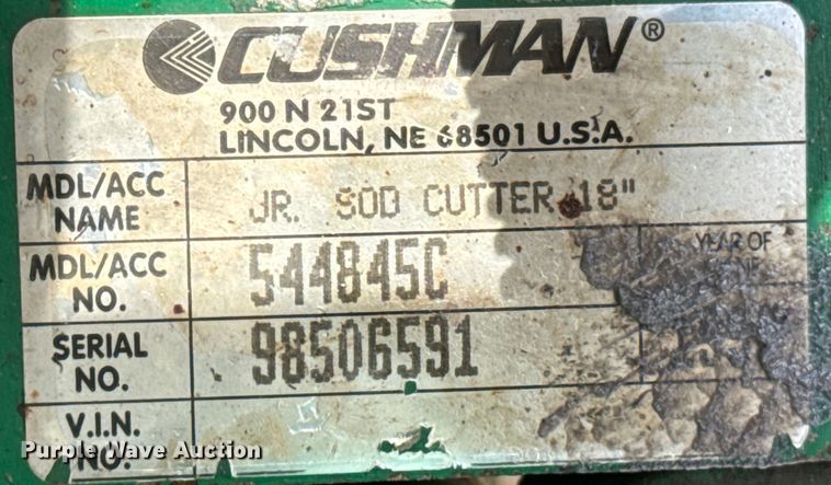 image for item OJ9684 Cushman Ryan Jr. 544845C sod cutter