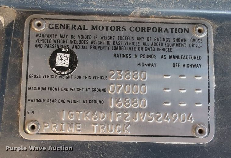 image for item OL9244 1988 GMC C6000 refrigerated truck