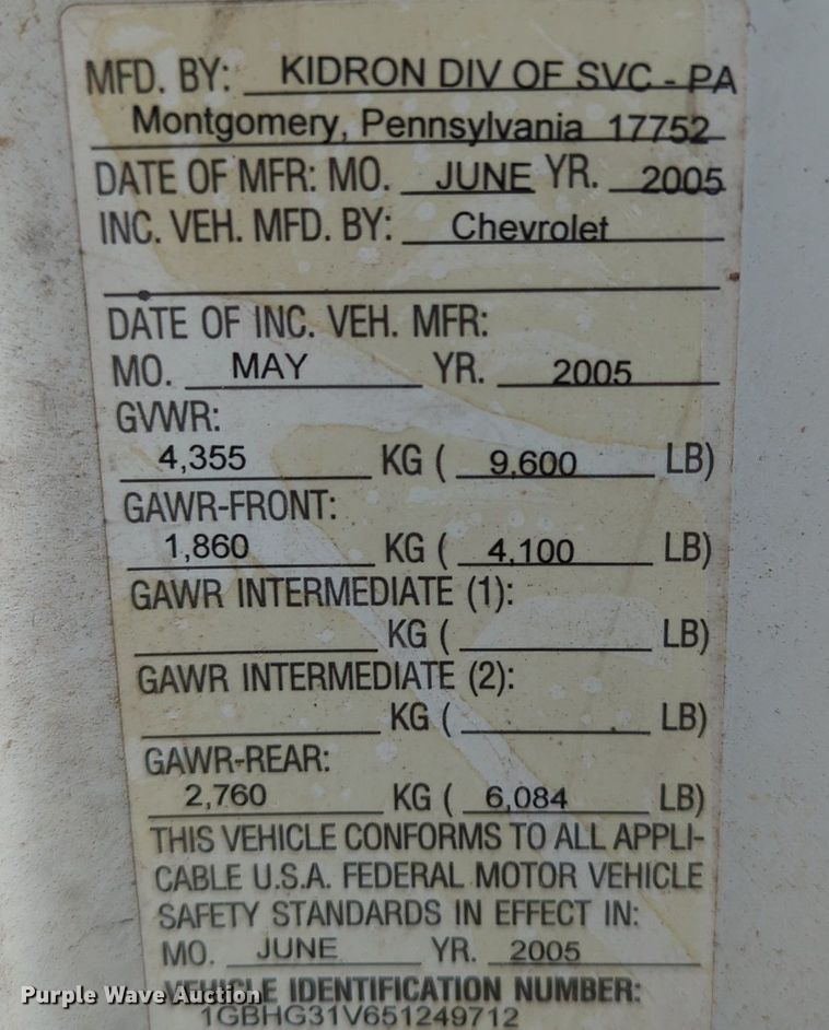 image for item OL9251 2005 Chevrolet Express G3500 box van