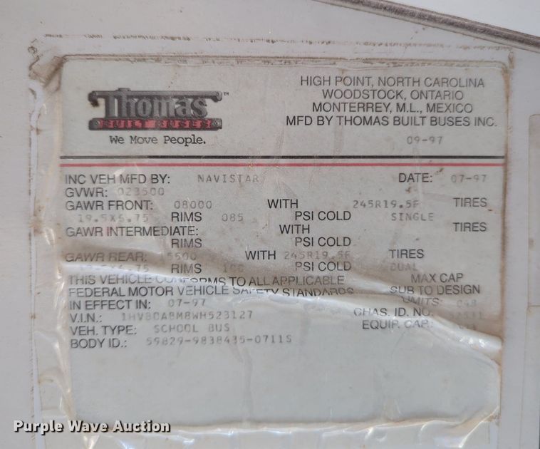 image for item OL9253 1998 International 3600 school bus