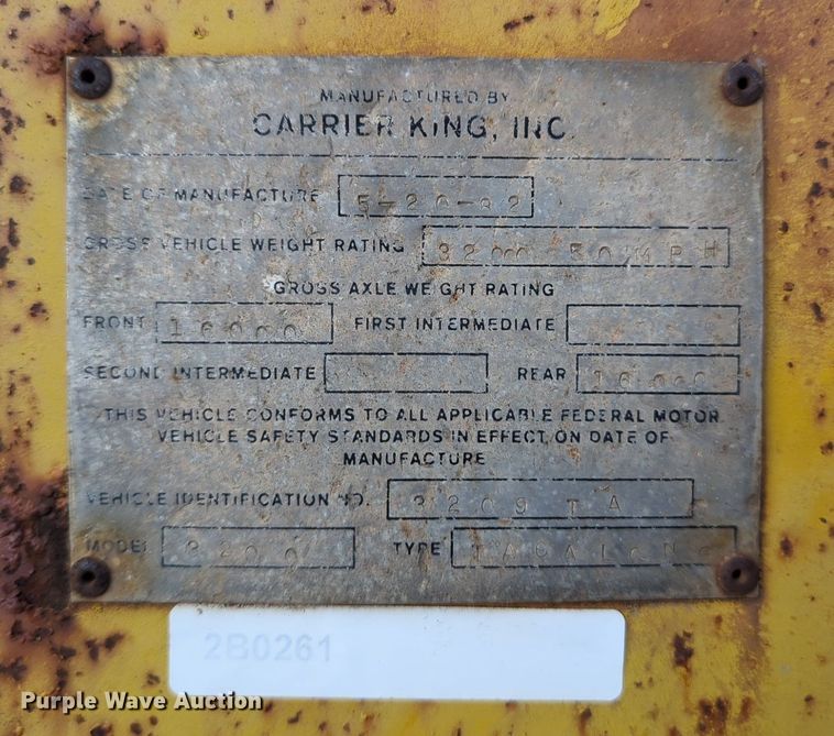 image for item OL9259 1982 Carrier King Tagalong 3200 equipment trailer