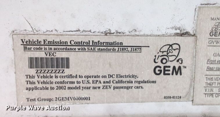 image for item OL9263 2002 GEM E825 utility vehicle