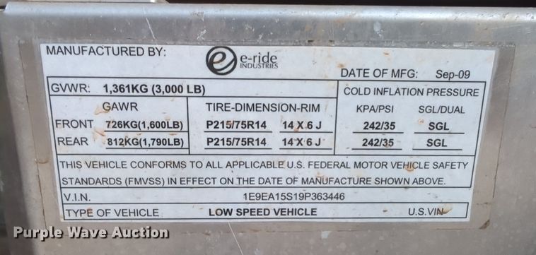 image for item OL9264 2009 E-Ride Industries utility vehicle
