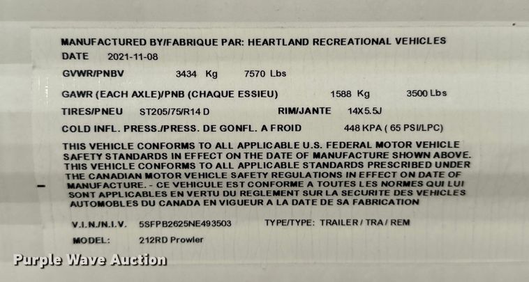 image for item OM9990 2022 Heartland  Prowler camper