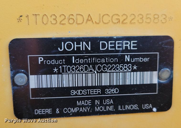 image for item DG0578 2012 John Deere 326D skid steer loader