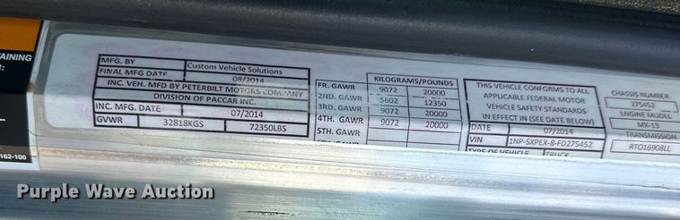 image for item DG4278 2015 Peterbilt  365 crane truck