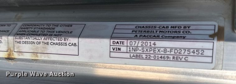 image for item DG4278 2015 Peterbilt  365 crane truck