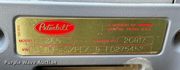 image for item DG4278 2015 Peterbilt  365 crane truck