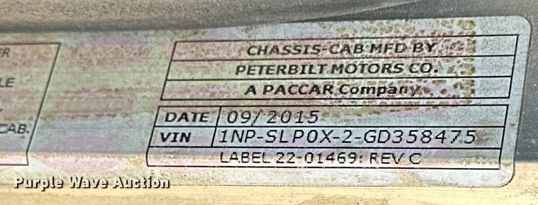 image for item DG4280 2016 Peterbilt 365 crane truck