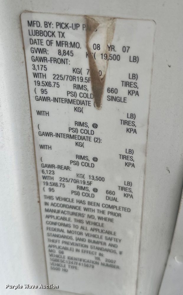 image for item DG4281 2007 Chevrolet  C5500 flatbed truck