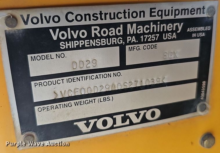 image for item DK0672 2013 Volvo DD29 double drum vibratory roller