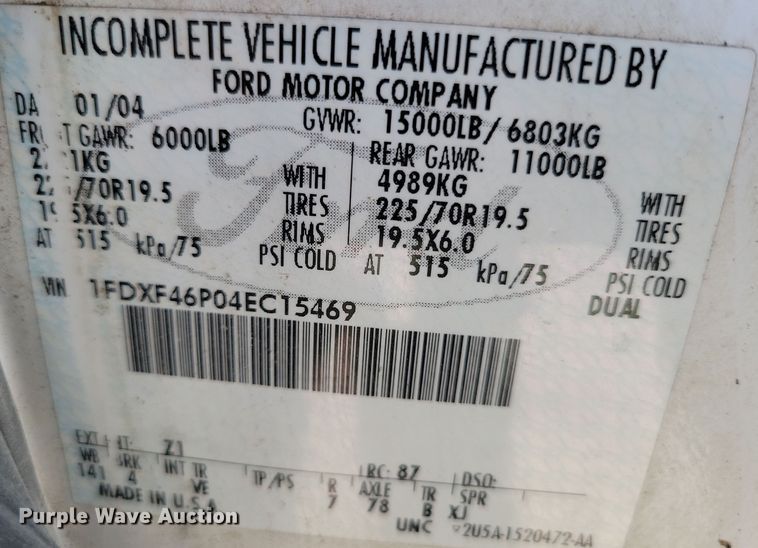 image for item DK4191 2004 Ford F450 Super Duty XL bucket truck