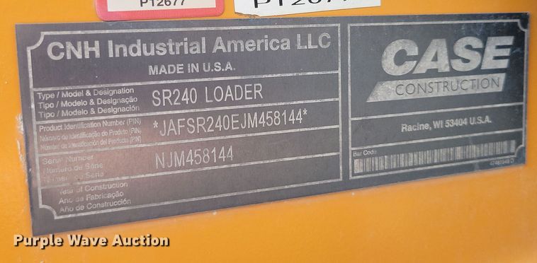 image for item DK4208 2018 Case SR240 skid steer loader