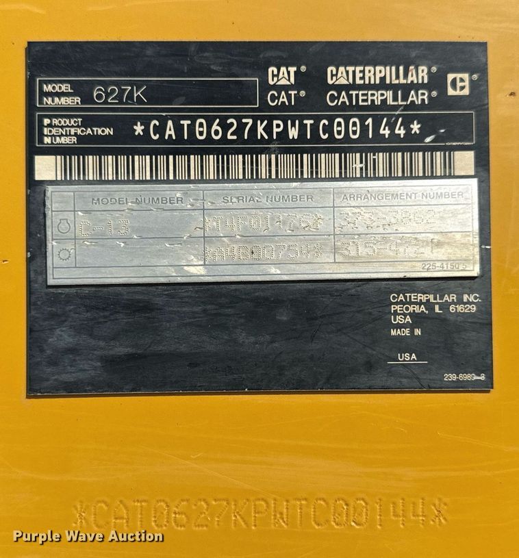 image for item DL4402 2014 Caterpillar 627K conventional scraper 