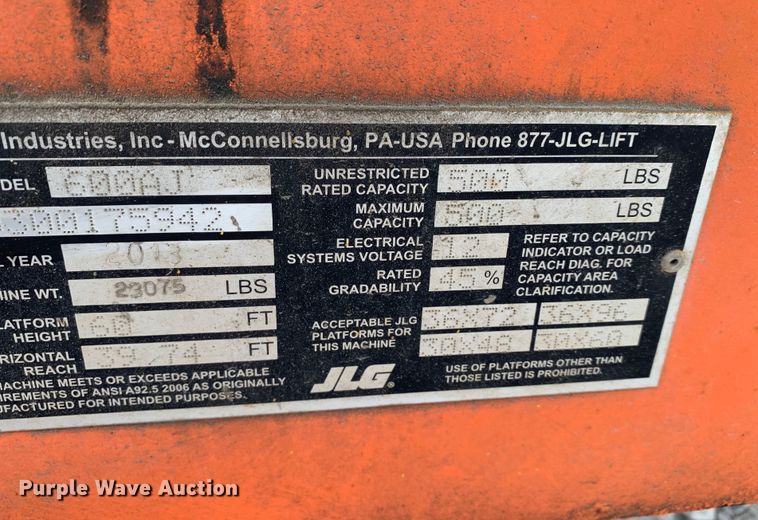 image for item DM7775 2013 JLG 600AJ boom lift