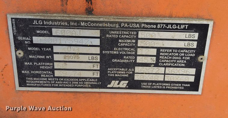 image for item DM7775 2013 JLG 600AJ boom lift