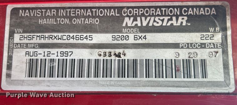 image for item DN0718 1998 International  9200 dump truck