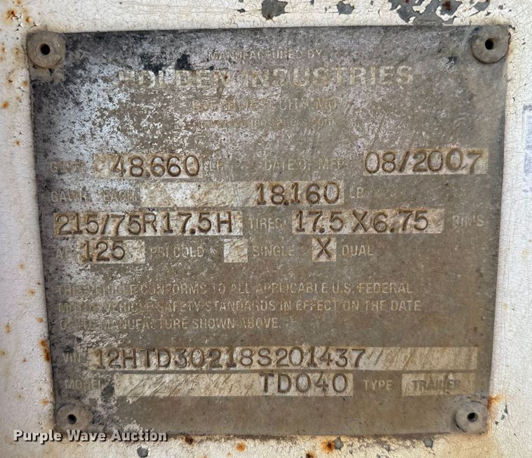 image for item DQ6404 2008 Holden  TD040 equipment trailer