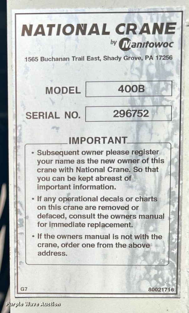 image for item EG1274 2012 Freightliner  M2 Business Class crane truck